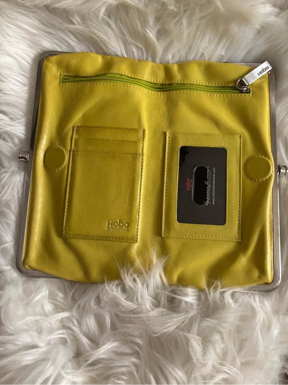 Hobo Yellow Leather Frame Clutch Bag